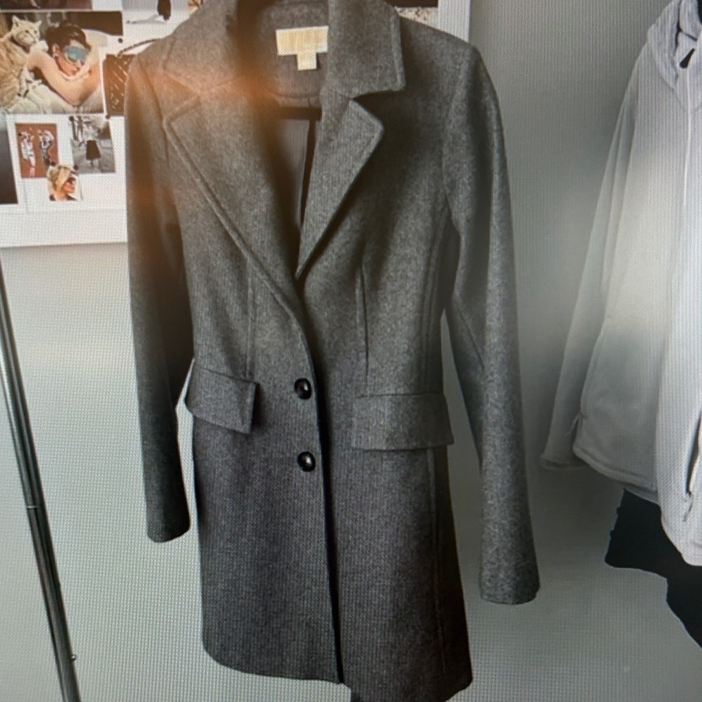 Women’s Michael Kors Gray Wool-Blend Button Front Coat Jacket xs